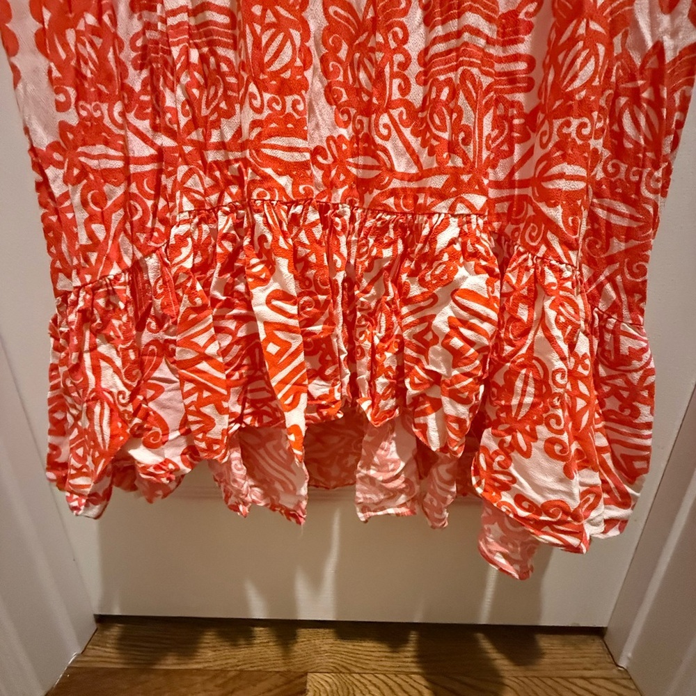 Anthropologie Orange Ruffled Tiered Sundress size M - Picture 7 of 12